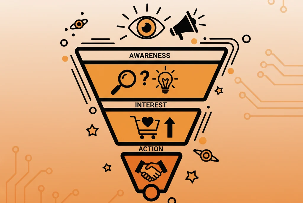 Digital marketing funnel stages 2025 infographic